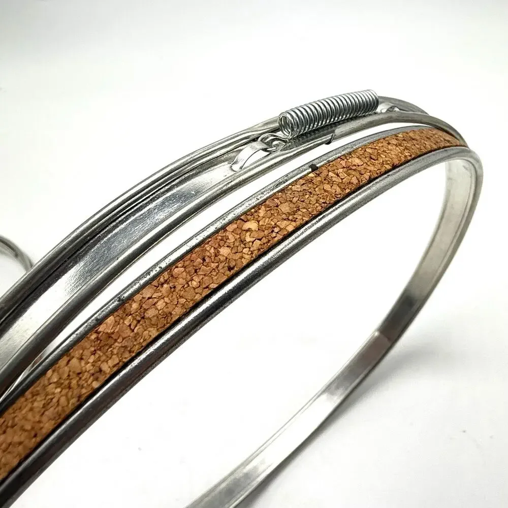 Lot of 2 Vintage Metal Embroidery Hoops 7 Inch Round Cork Lined Spring Tension